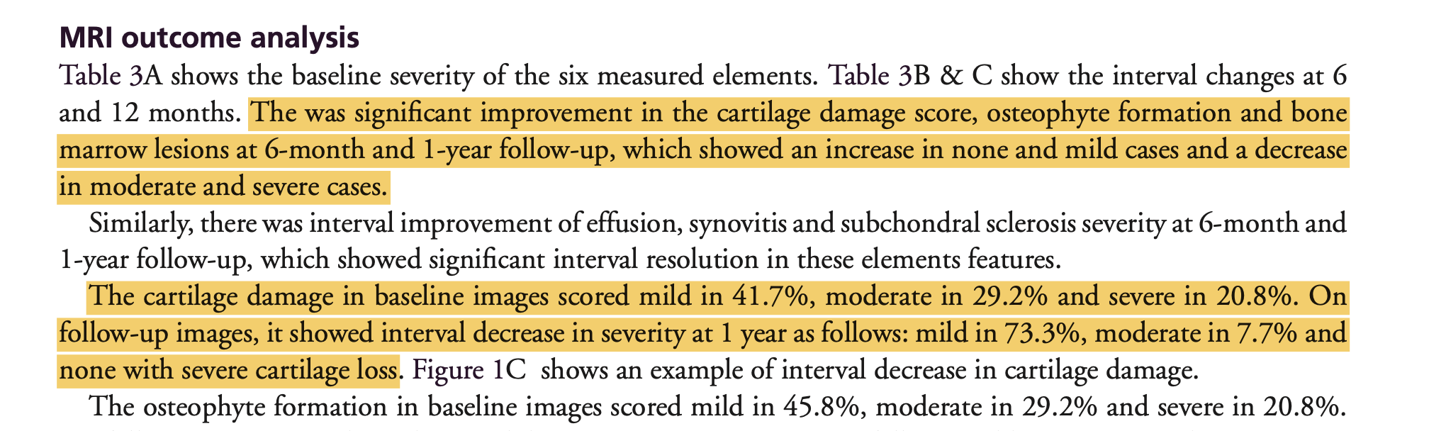 Functional Recovery Metrics